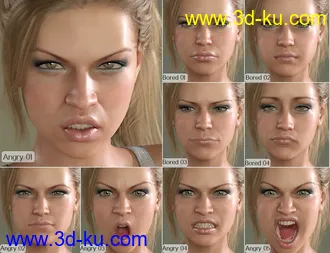 3D打印模型V 100 Expressions The Gold Collection for Genesis 8 Female的图片