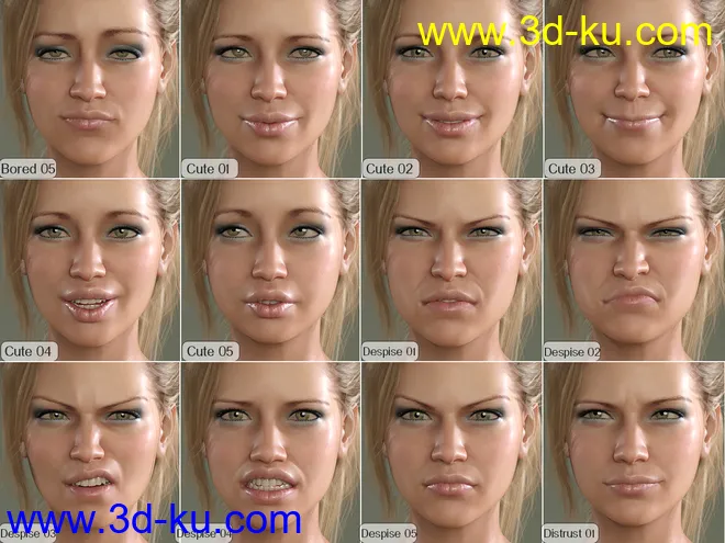 V 100 Expressions The Gold Collection for Genesis 8 Female模型的图片4