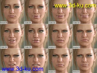 3D打印模型V 100 Expressions The Gold Collection for Genesis 8 Female的图片