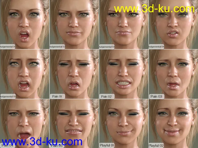 V 100 Expressions The Gold Collection for Genesis 8 Female模型的图片7