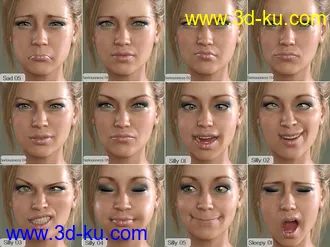 3D打印模型V 100 Expressions The Gold Collection for Genesis 8 Female的图片