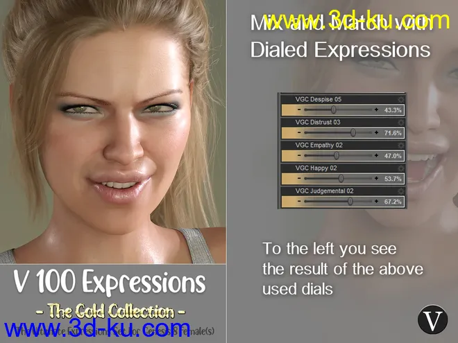 V 100 Expressions The Gold Collection for Genesis 8 Female模型的图片12