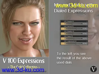 3D打印模型V 100 Expressions The Gold Collection for Genesis 8 Female的图片