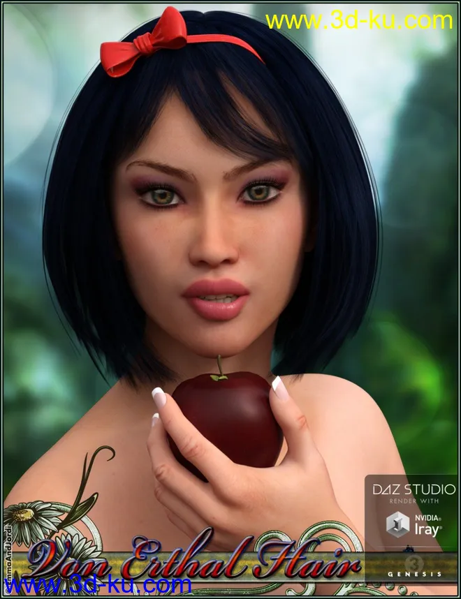 Von Erthal Hair for Genesis 3 Female(s)模型的图片1
