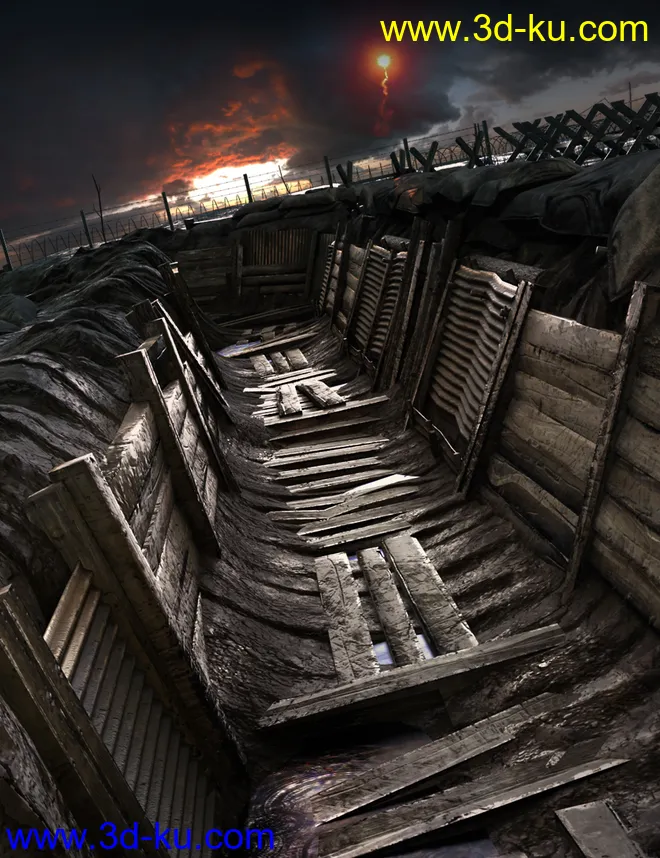 WW1 Trench, No Man's Land模型的图片1