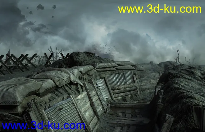 WW1 Trench, No Man's Land模型的图片2