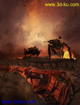 3D打印模型WW1 Trench, No Man's Land的图片