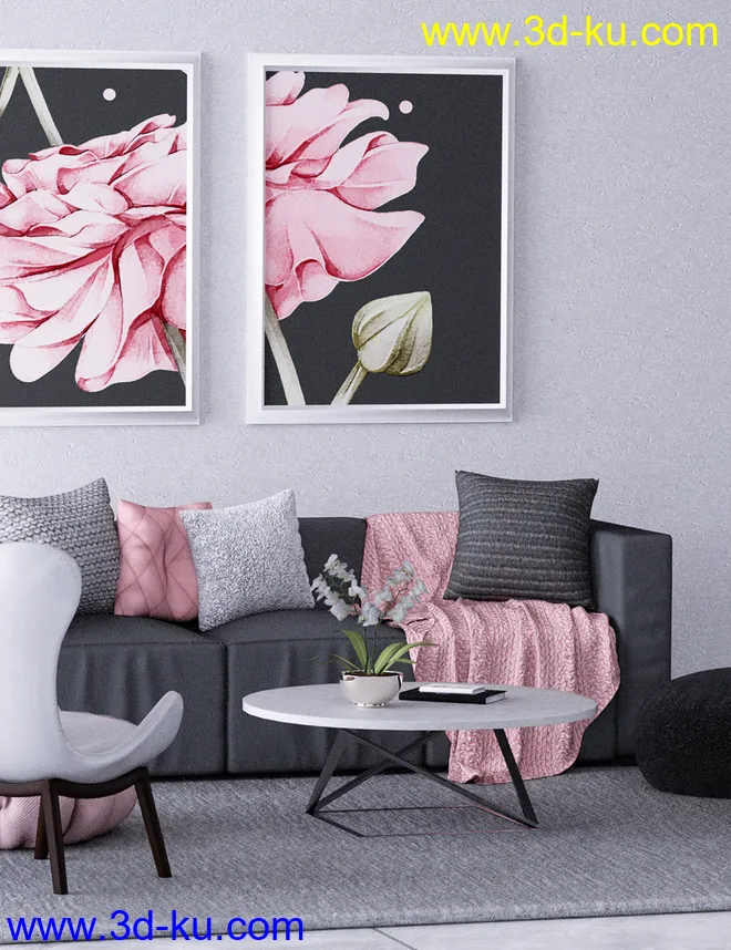 X-Fashion Chic Living Room模型的图片1