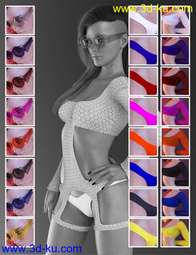 X-Fashion Hexagon Skin Bodysuit for Genesis 8 Female(s)模型的图片5