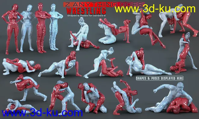 Z Anything Goes Wrestling Shapes and Poses for Genesis 8模型的图片10