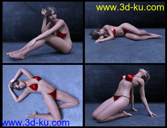 50 Advanced Floor Poses for Genesis 8 Female模型的图片5