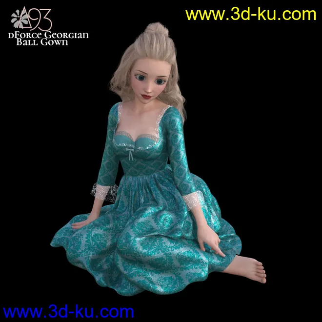 a93 - dForce Georgian Ball Gown模型的图片1
