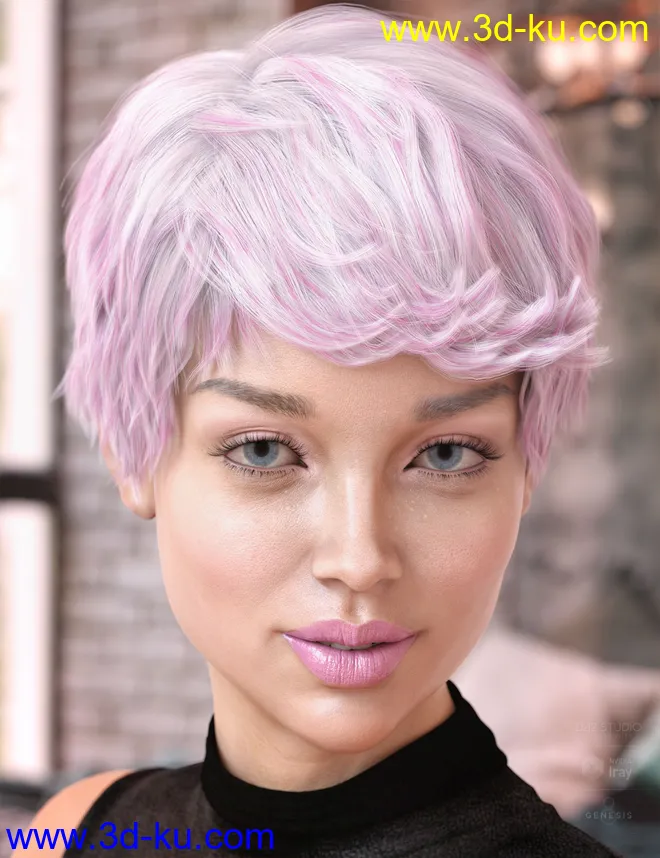 Ajay Hair for Genesis 8 and 8.1模型的图片3