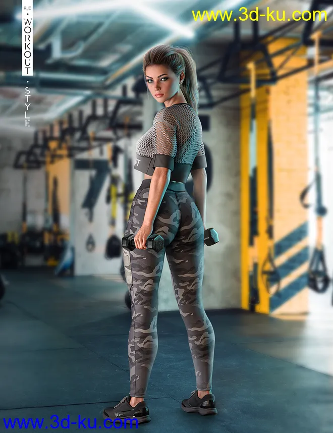 AJC Workout Style Outfit and Dumbbells for Genesis 8 Female(s)模型的图片2