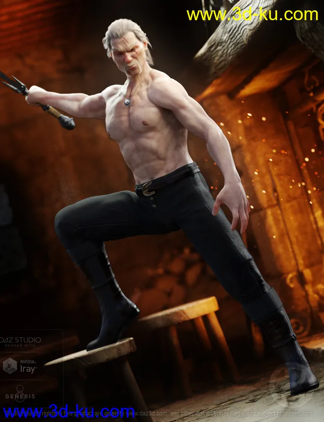 Albane III for Genesis 8 Male with dForce Hair模型的图片1