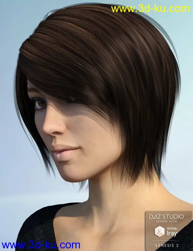 Alyssa Hair for Genesis 2 Female(s)模型的图片1