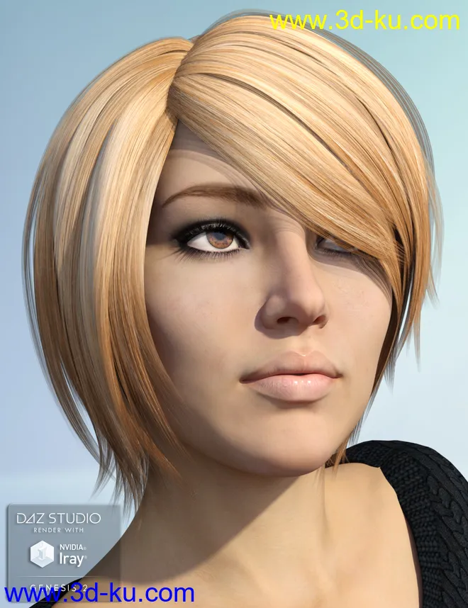 Alyssa Hair for Genesis 2 Female(s)模型的图片2