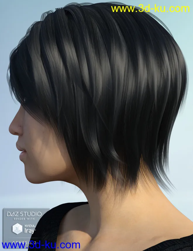 Alyssa Hair for Genesis 2 Female(s)模型的图片3