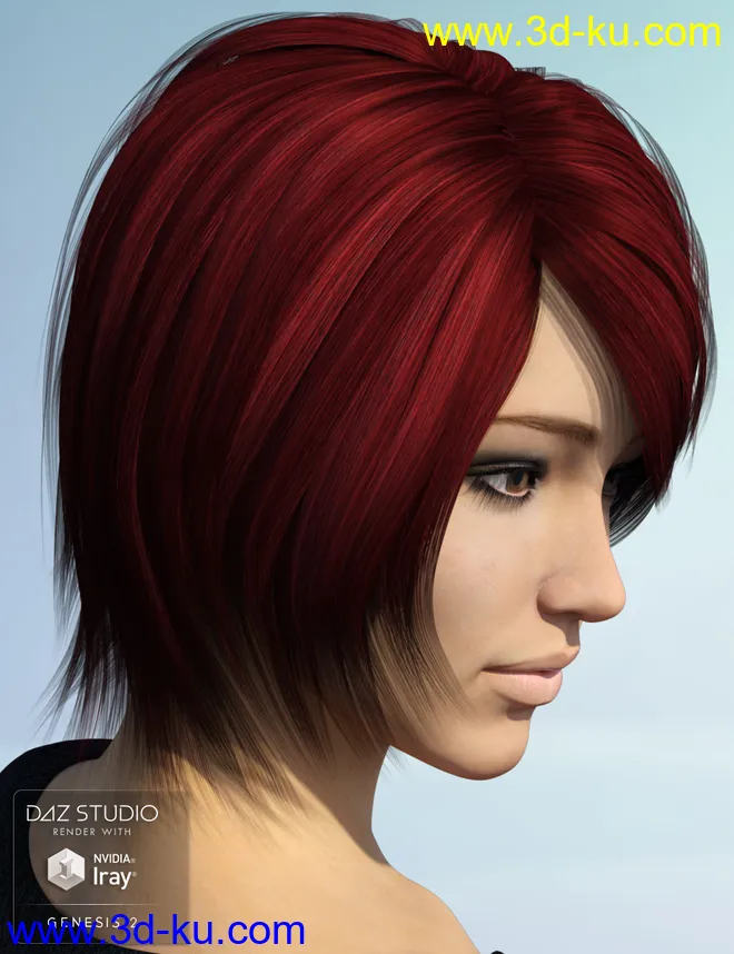 Alyssa Hair for Genesis 2 Female(s)模型的图片4