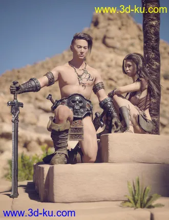 3D打印模型Ancient Grounds and 40 Poses for Genesis 8 and Warrior Couple的图片