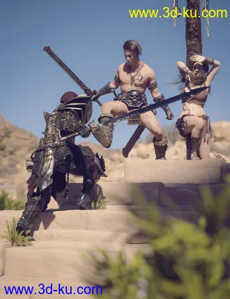 3D打印模型Ancient Grounds and 40 Poses for Genesis 8 and Warrior Couple的图片