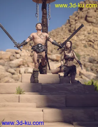 Ancient Grounds and 40 Poses for Genesis 8 and Warrior Couple模型的图片18