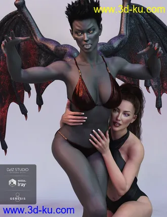 3D打印模型Angel HD and Her Dark Alter Ego for Genesis 8 Female的图片