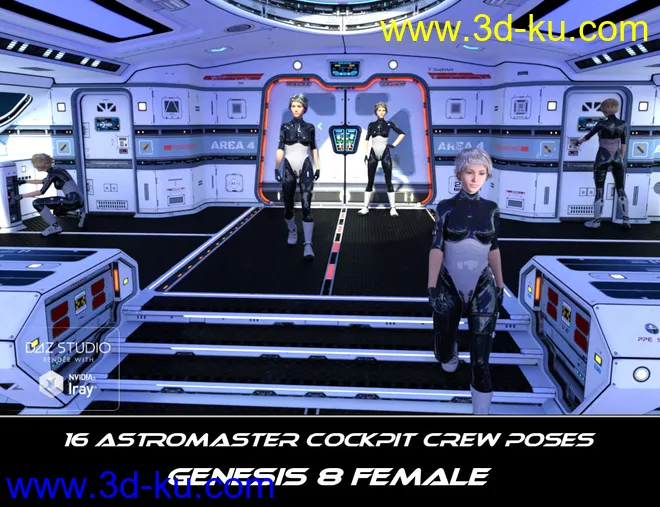 Astromaster Cockpit Crew Poses for Genesis 3 and 8模型的图片5