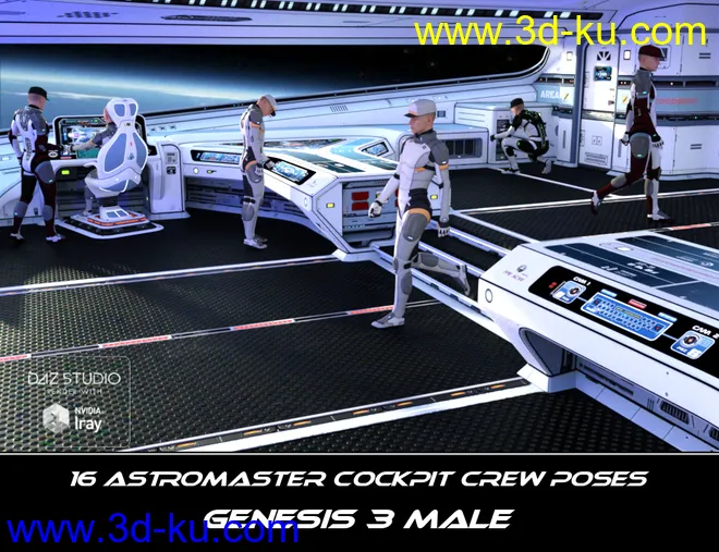 Astromaster Cockpit Crew Poses for Genesis 3 and 8模型的图片6