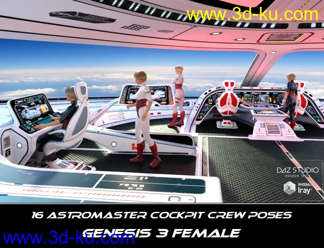 Astromaster Cockpit Crew Poses for Genesis 3 and 8模型的图片9