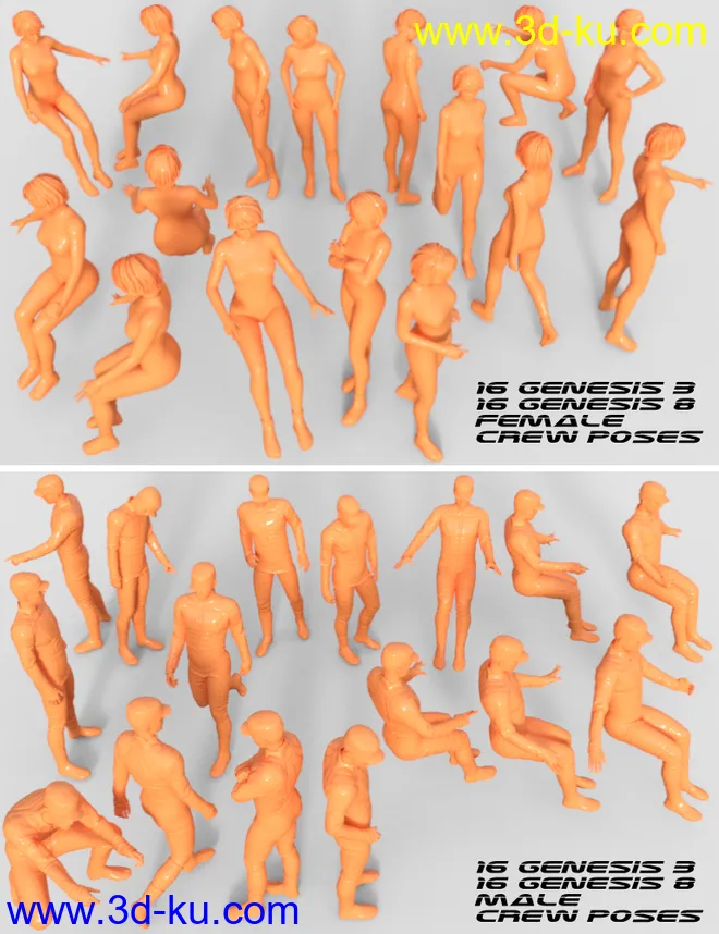 Astromaster Cockpit Crew Poses for Genesis 3 and 8模型的图片10