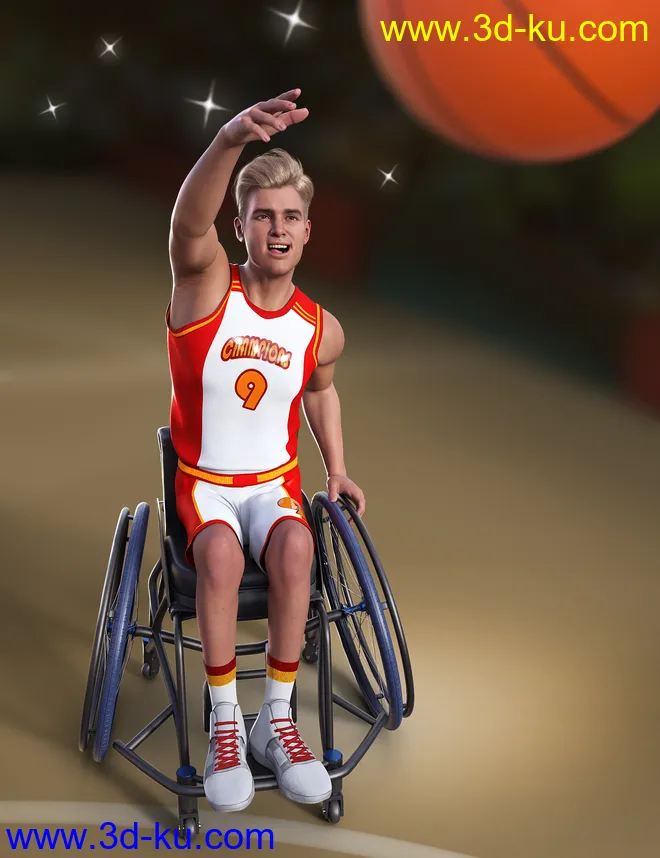 Basketball Wheelchair Animations for Genesis 8.1 Male and Michael 8.1模型的图片1