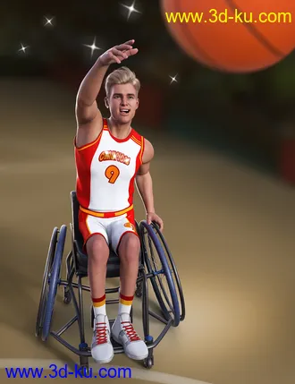 3D打印模型Basketball Wheelchair Animations for Genesis 8.1 Male and Michael 8.1的图片