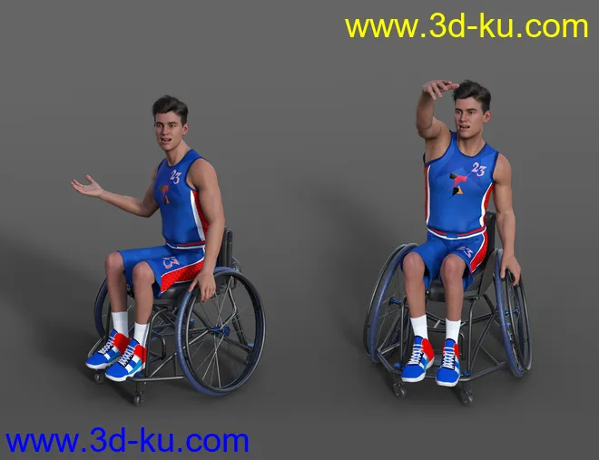 Basketball Wheelchair Animations for Genesis 8.1 Male and Michael 8.1模型的图片3
