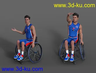 3D打印模型Basketball Wheelchair Animations for Genesis 8.1 Male and Michael 8.1的图片