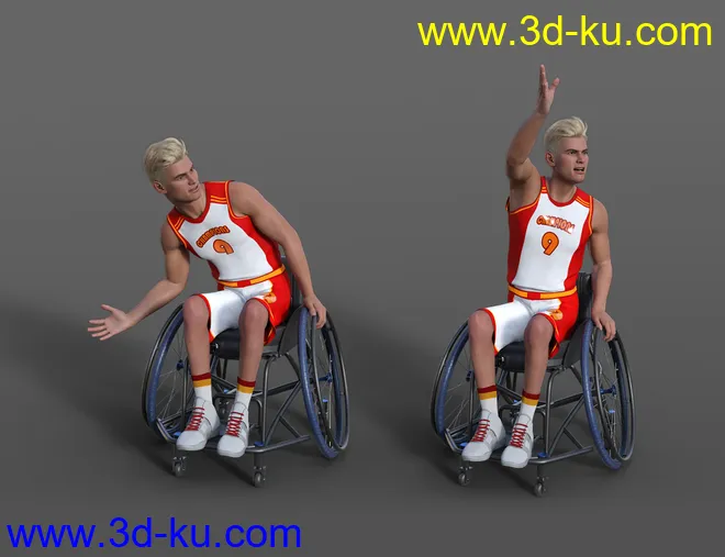 Basketball Wheelchair Animations for Genesis 8.1 Male and Michael 8.1模型的图片4