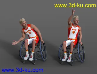 3D打印模型Basketball Wheelchair Animations for Genesis 8.1 Male and Michael 8.1的图片
