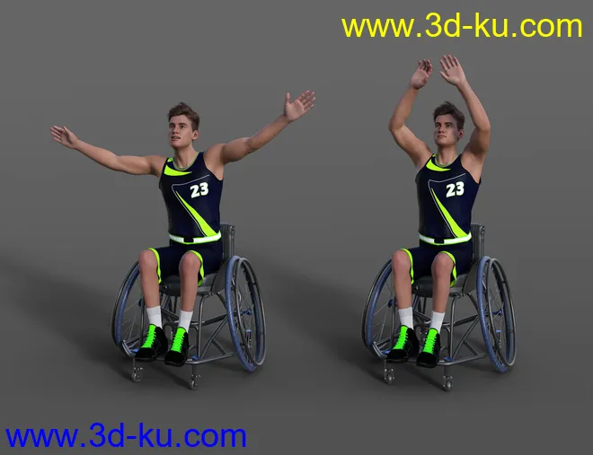 Basketball Wheelchair Animations for Genesis 8.1 Male and Michael 8.1模型的图片5