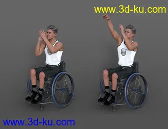 3D打印模型Basketball Wheelchair Animations for Genesis 8.1 Male and Michael 8.1的图片