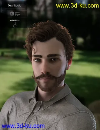 3D打印模型Bastien Curly Hair and Beard for Genesis 8 Male(s)的图片