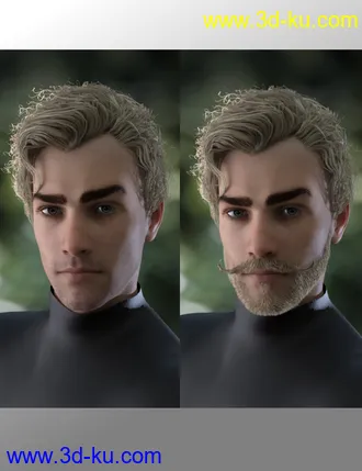 3D打印模型Bastien Curly Hair and Beard for Genesis 8 Male(s)的图片