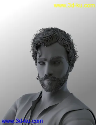 3D打印模型Bastien Curly Hair and Beard for Genesis 8 Male(s)的图片
