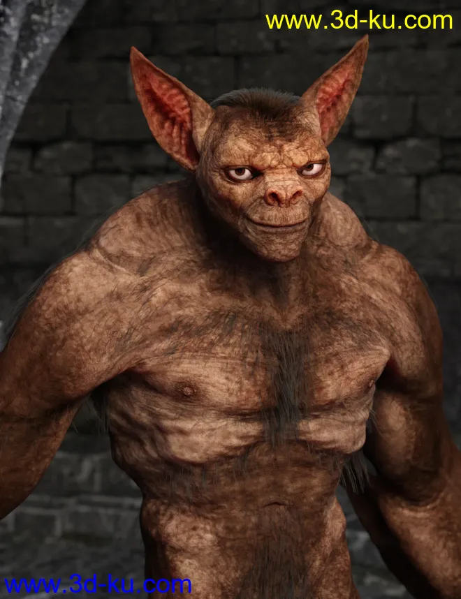 Bat Beast with dForce Hair for Genesis 8 Male模型的图片2