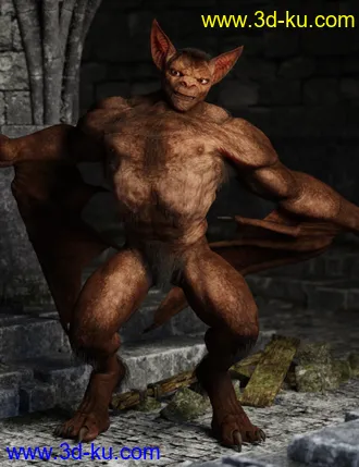 3D打印模型Bat Beast with dForce Hair for Genesis 8 Male的图片