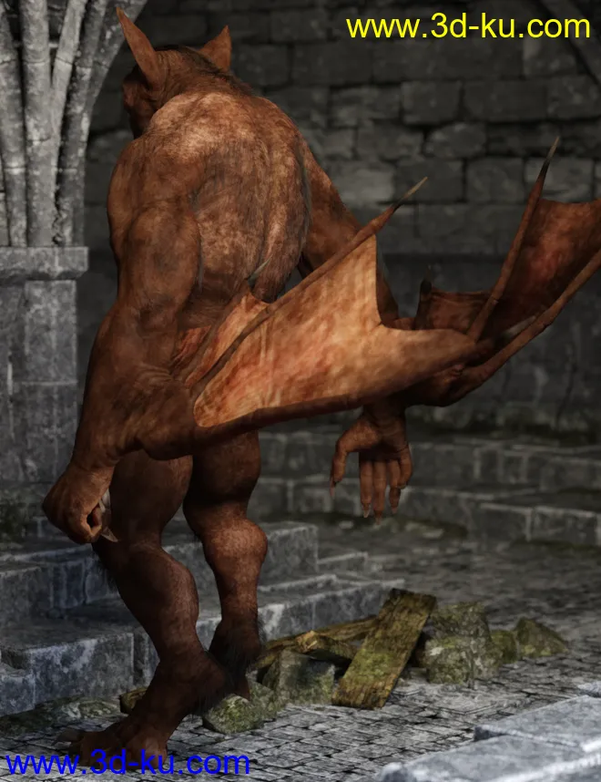 Bat Beast with dForce Hair for Genesis 8 Male模型的图片5