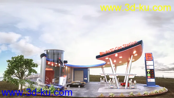 Bituka3d Gas Station模型的图片2