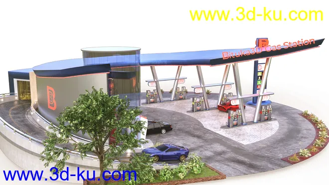 Bituka3d Gas Station模型的图片3