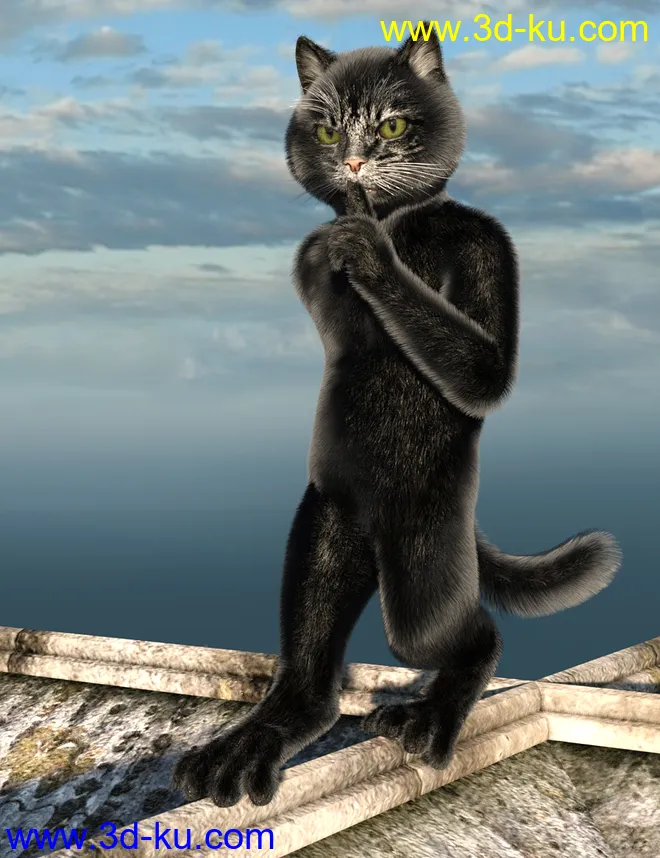 Black Cat Fur and Texture Addon for Catoon模型的图片1