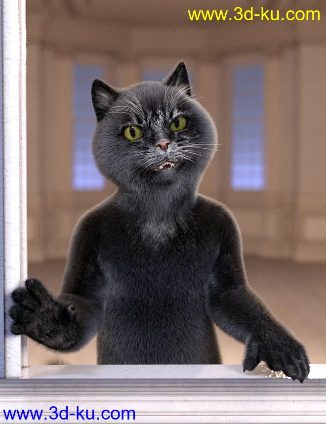 Black Cat Fur and Texture Addon for Catoon模型的图片2