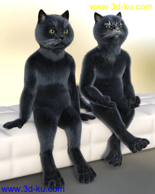 Black Cat Fur and Texture Addon for Catoon模型的图片7